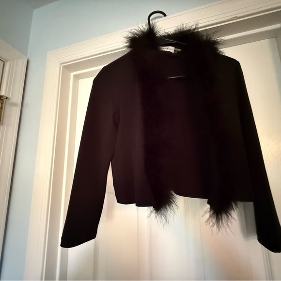 Calvin Klein Black Jacket with Faux Fur Trim - Picture 1 of 2